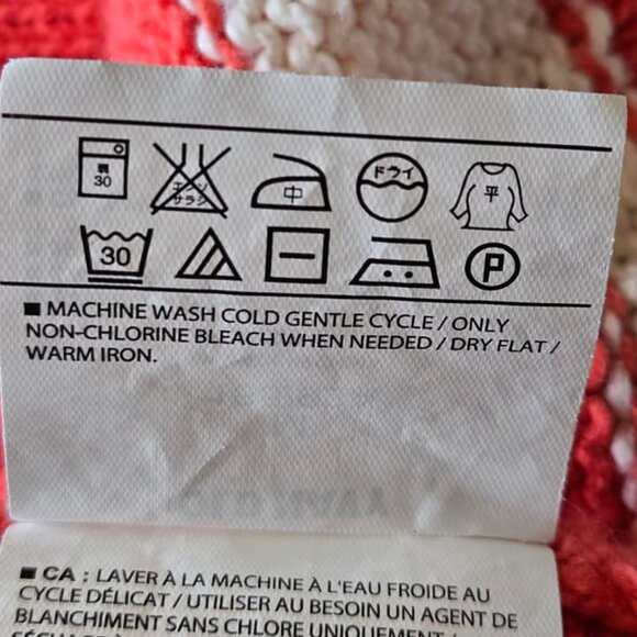 Size Medium Old Navy Coral & White Striped 3/4 Sleeve Sweater - Picture 9 of 10